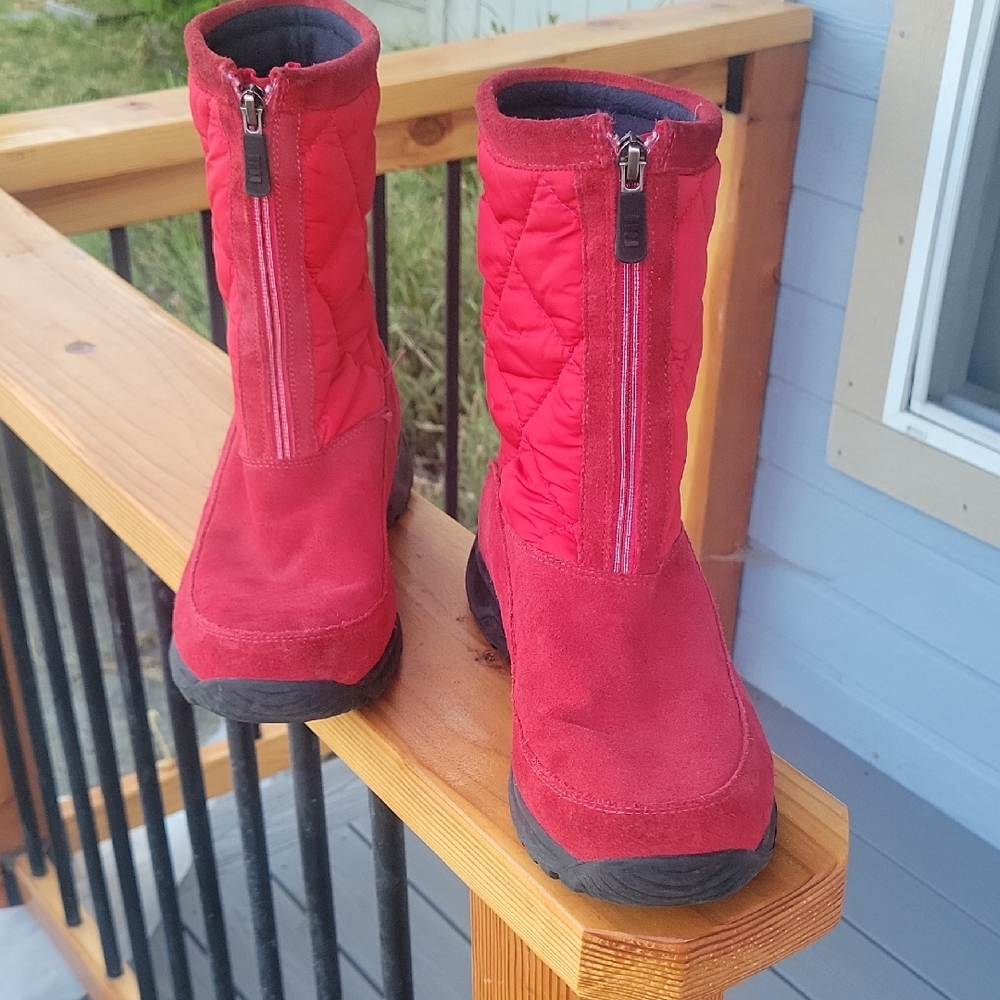 Lands' End Red Suede And Quilted Womens Size 10 Boots. Very Good Shape, Sexyness